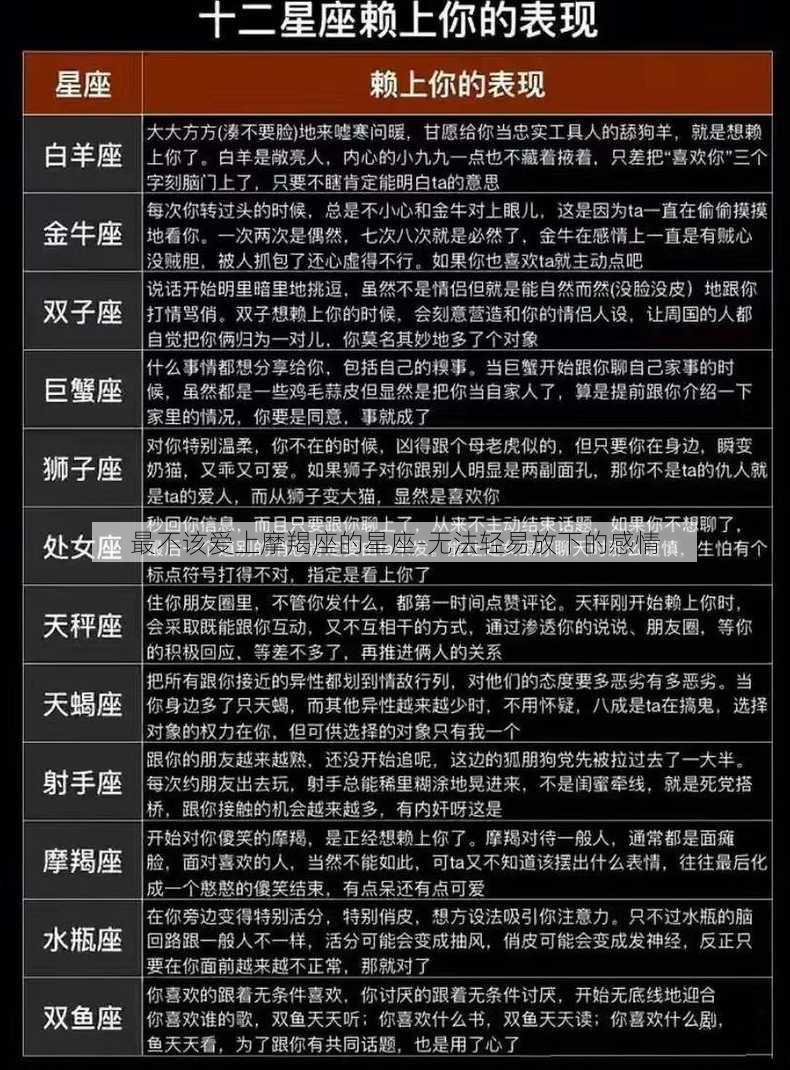 最不该爱上摩羯座的星座-无法轻易放下的感情