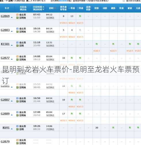 昆明到龙岩火车票价-昆明至龙岩火车票预订